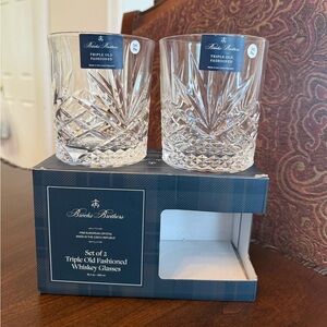 Brooks Brothers Set of 2 Triple Old Fashioned Whiskey Glasses European Crystal